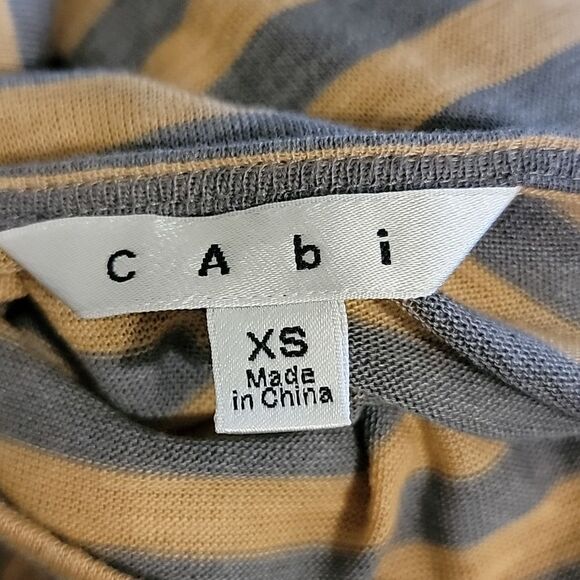 CAbi Striped Gray Polish Long Sleeve Blouse #957 size XS - Picture 4 of 5